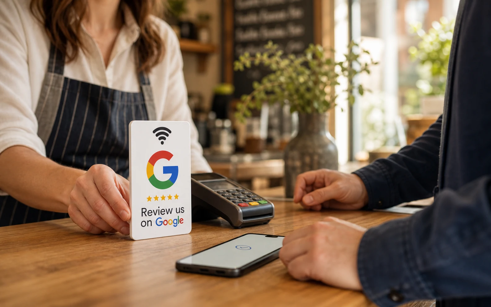 Installation de la carte NFC Google chez un commerçant
